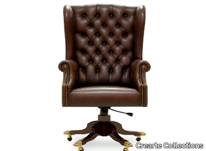 PRESIDENT ORIGINS - Height-adjustable leather executive chair with 5-spoke base with armrests _ Crearte Collections