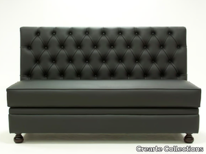 REGENTO BENCH ORIGINS - Modular tufted leather bench with back _ Crearte Collections