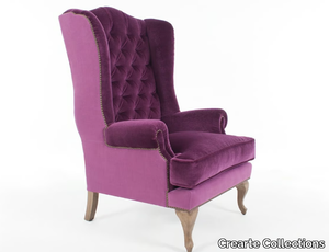 DOVER HIGH - Tufted high-back velour armchair and armrests _ Crearte Collections