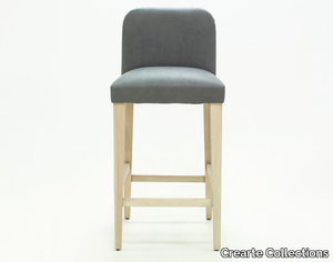 MAURO ORIGINS - High leather stool with footrest with back _ Crearte Collections