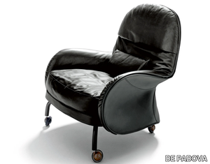 LOUISIANA - Upholstered tanned leather armchair with castors _ DE PADOVA