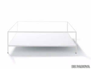 QUADRATO - Square glass and steel coffee table _ DE PADOVA