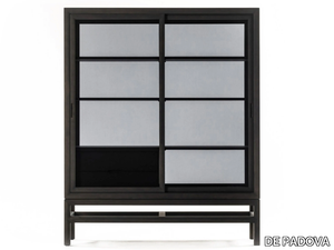 SILENT CABINET - Wood and glass highboard with sliding doors _ DE PADOVA