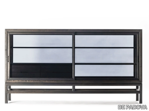 SILENT CABINET - Wood and glass sideboard with sliding doors _ DE PADOVA