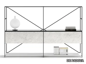 R.I.G. - Open sectional steel and marble bookcase _ DE PADOVA