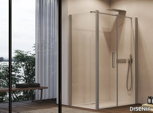 OMEGA OM2P - Corner shower cabin with hinged door _ DISENIA