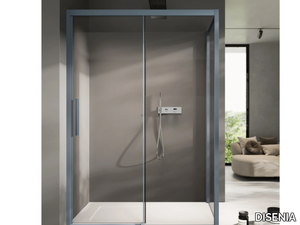 FOCUS 2 - Corner glass shower cabin with sliding door _ DISENIA