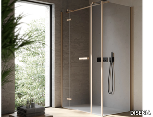 SMART 5 - Corner rectangular glass shower cabin with hinged door _ DISENIA