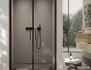 SLIM 2 - Corner rectangular glass shower cabin with hinged door _ DISENIA