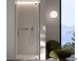 SLIM 3 - Niche square glass shower cabin with hinged door _ DISENIA