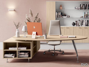 DAKAR - Oval melamine office desk with shelves _ DVO