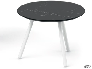 Round coffee table - Porcelain stoneware and metal high side table _ DVO