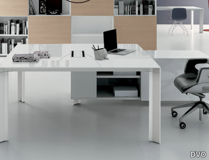 TAY - L-shaped sectional glass and aluminium office desk _ DVO