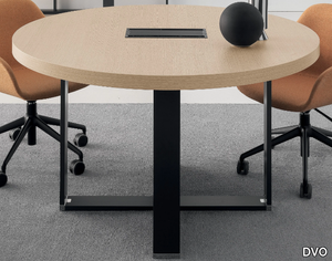 VIGO - Round melamine and metal meeting table with cable management _ DVO