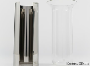 CAMICIA B - Glass and Stainless Steel vase _ Danese Milano