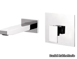 SKYLINE - Contemporary style wall-mounted metal washbasin mixer with plate _ Daniel Rubinetterie