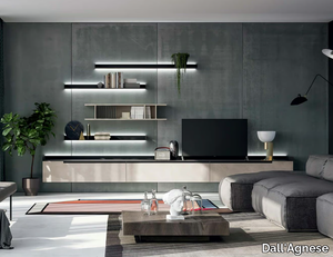 SLIM UP 03 - Wall-mounted storage wall with integrated lighting _ Dall'Agnese