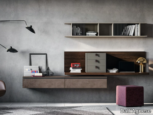 SLIM UP 06 - Wall-mounted storage wall with secretary desk _ Dall'Agnese