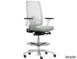 INDEED WHITE - Swivel mesh office chair with castors with 5-Spoke base _ Dauphin