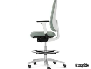 INDEED WHITE - Swivel height-adjustable fabric office chair with 5-Spoke base _ Dauphin