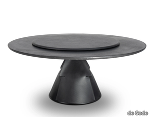 DS-615 - Round leather table with Lazy Susan and stone top _ de Sede