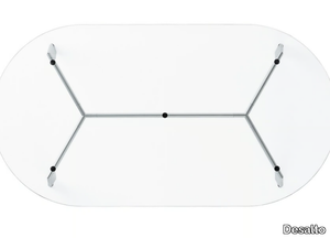 LINK - Oval glass and steel table _ Desalto