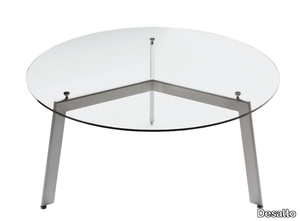 LINK - Round glass and steel table _ Desalto