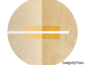 OVERLAY CIRCLE MUSTARD - NO FRINGE - Round wool rug with geometric shapes _ DesignByThem