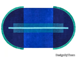 OVERLAY PILL BLUE - Wool rug with geometric shapes _ DesignByThem