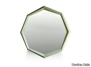 DIAMOND - Contemporary style framed wall-mounted round wooden mirror _ Devina Nais