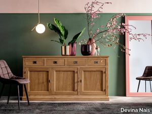 ENGLISH - Contemporary style wooden sideboard with doors with sliding doors with drawers _ Devina Nais