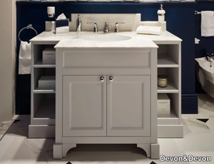 FLAIR - Wooden vanity unit with integrated washbasin and marble top _ Devon&Devon