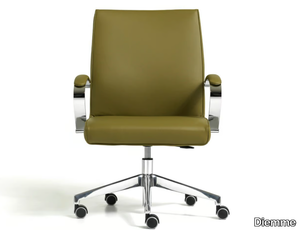 VENUS - Leather office chair with armrests with 5-Spoke base _ Diemme