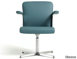 HALFPIPE - Leather office chair with armrests with 4-Spoke base _ Diemme