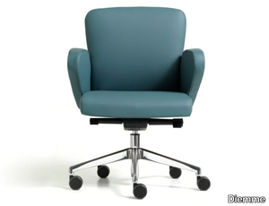 HALFPIPE - Height-adjustable leather office chair with castors with 5-Spoke base _ Diemme