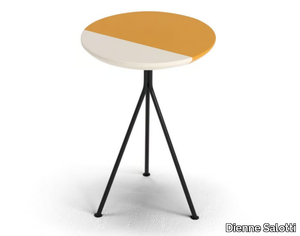 COCONUT - Round side table with iron base and wooden top _ Dienne Salotti