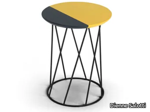 BERRY B - Round side table with iron base and wooden top _ Dienne Salotti