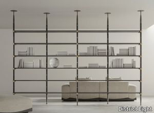 INUMBRA - Open sectional floor-ceiling mounted oak bookcase _ District Eight