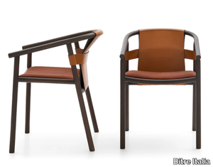 ISA - Chair with armrests in wood and leather _ Ditre Italia