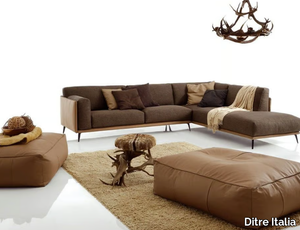 KRIS MIX LOW - Sectional fabric and leather sofa _ Ditre Italia