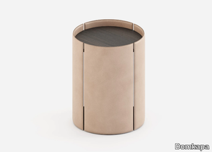 MANO - Round high table covered in leather _ Domkapa