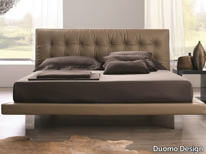 PARIGI - Leather double bed with upholstered headboard _ Duomo Design