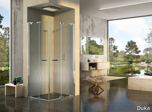 NATURA 4000 - A-EFP L/R - Corner glass shower cabin with folding door _ Duka