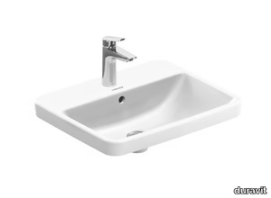 NO.1 - Semi-inset rectangular ceramic washbasin with overflow _ Duravit