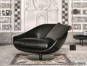 AVÌ - Swivel leather armchair with removable cover with armrests _ Désirée divani