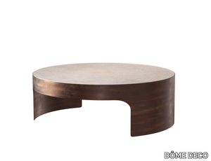 CADIZ - Low round coffee table in marble and metal base _ DÔME DECO