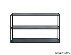 LENS - Rectangular glass and steel console table with shelving _ DÔME DECO