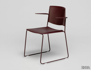 EMA - Sled base chair with armrests open back _ ENEA