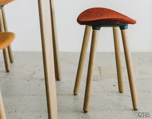 COMA WOOD - Low fabric and oak stool _ ENEA