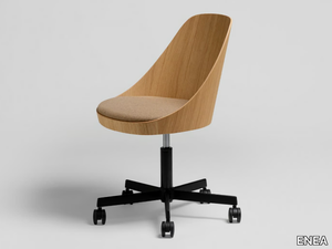 KAIAK OFFICE - Oak office chair with 5-Spoke base with integrated cushion _ ENEA